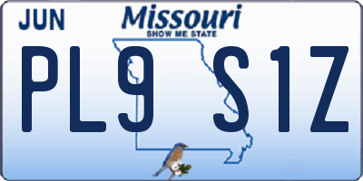MO license plate PL9S1Z