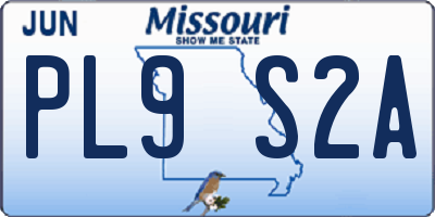 MO license plate PL9S2A