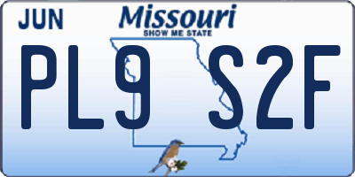 MO license plate PL9S2F