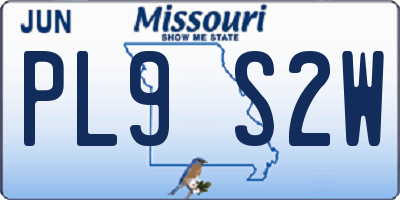 MO license plate PL9S2W