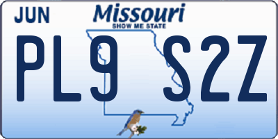 MO license plate PL9S2Z