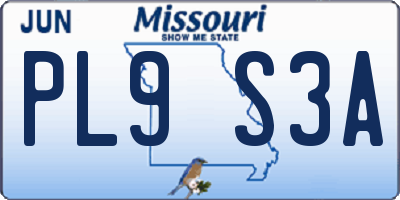 MO license plate PL9S3A