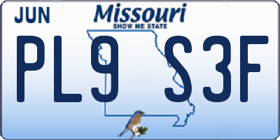 MO license plate PL9S3F