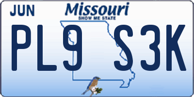 MO license plate PL9S3K