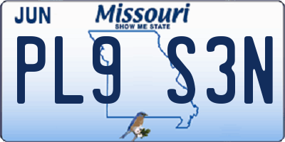 MO license plate PL9S3N