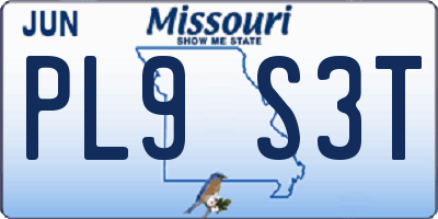 MO license plate PL9S3T