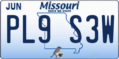 MO license plate PL9S3W