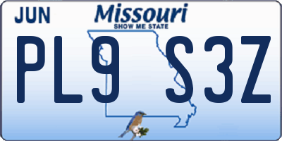 MO license plate PL9S3Z