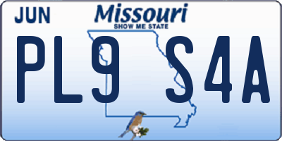 MO license plate PL9S4A