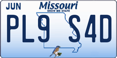 MO license plate PL9S4D