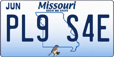 MO license plate PL9S4E