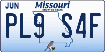 MO license plate PL9S4F