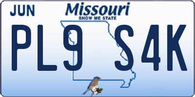 MO license plate PL9S4K