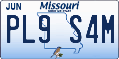 MO license plate PL9S4M