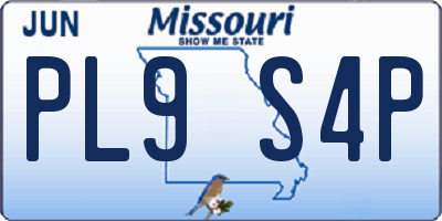 MO license plate PL9S4P