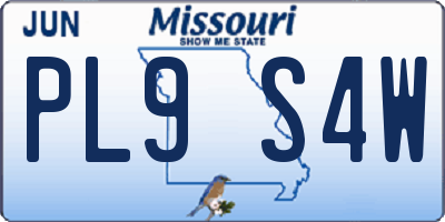 MO license plate PL9S4W