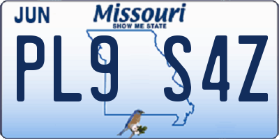 MO license plate PL9S4Z