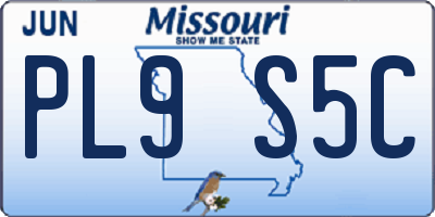 MO license plate PL9S5C