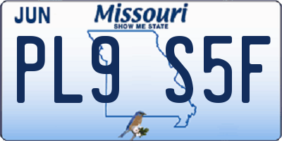 MO license plate PL9S5F