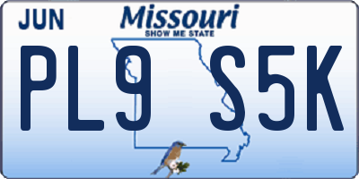 MO license plate PL9S5K