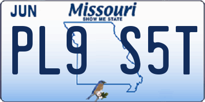 MO license plate PL9S5T