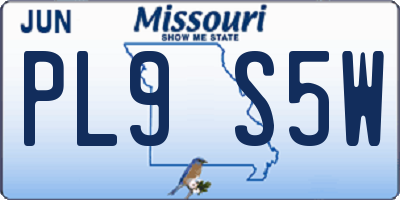 MO license plate PL9S5W