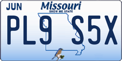 MO license plate PL9S5X