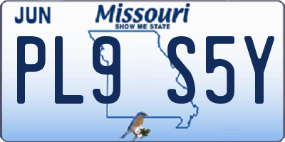 MO license plate PL9S5Y