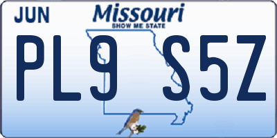 MO license plate PL9S5Z