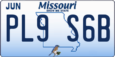 MO license plate PL9S6B
