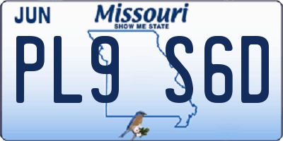 MO license plate PL9S6D