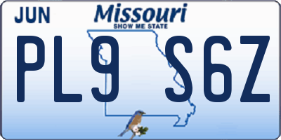 MO license plate PL9S6Z
