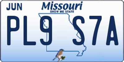 MO license plate PL9S7A