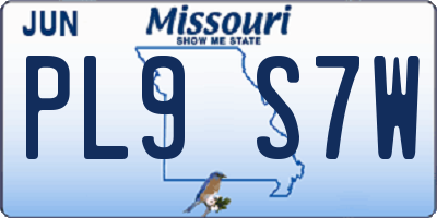 MO license plate PL9S7W