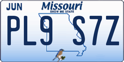 MO license plate PL9S7Z