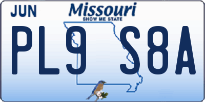 MO license plate PL9S8A