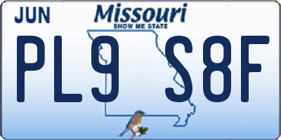 MO license plate PL9S8F