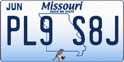 MO license plate PL9S8J