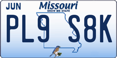MO license plate PL9S8K