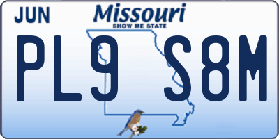 MO license plate PL9S8M