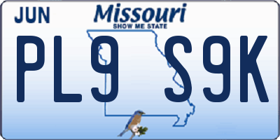 MO license plate PL9S9K