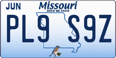 MO license plate PL9S9Z
