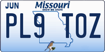 MO license plate PL9T0Z
