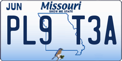MO license plate PL9T3A