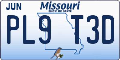 MO license plate PL9T3D