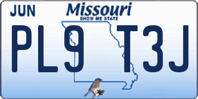 MO license plate PL9T3J