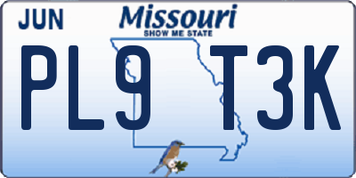 MO license plate PL9T3K