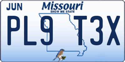 MO license plate PL9T3X