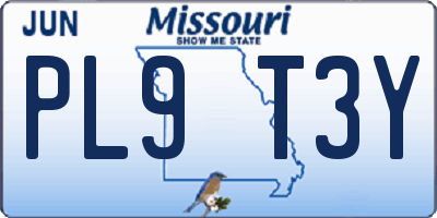 MO license plate PL9T3Y