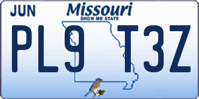 MO license plate PL9T3Z
